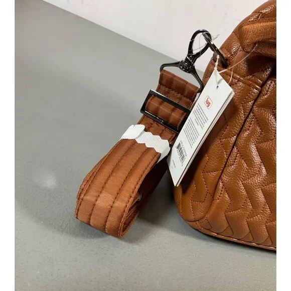 Lug Copper Brown Vegan Faux Leather Quilted Crossbody Bag - Adjustable Strap - Picture 1 of 2